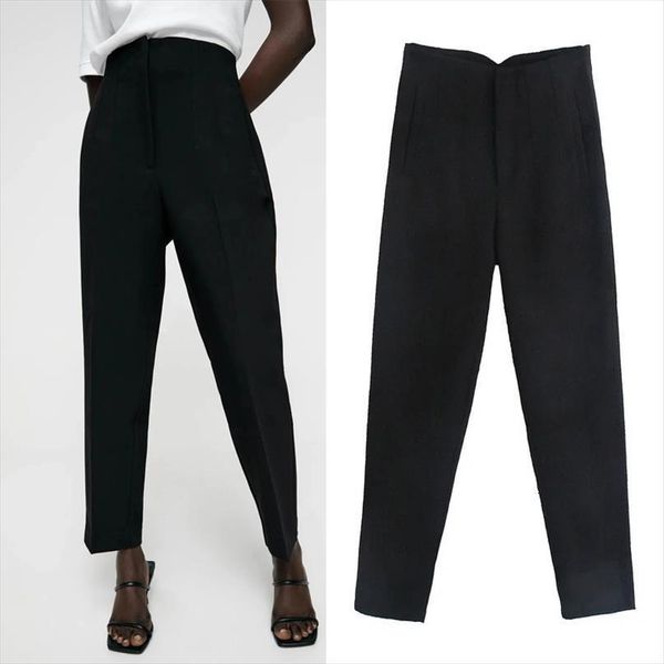 

9 styles za womens capris high waist brown black white beige green pink trousers woman summer fashion funky streetwear mujer