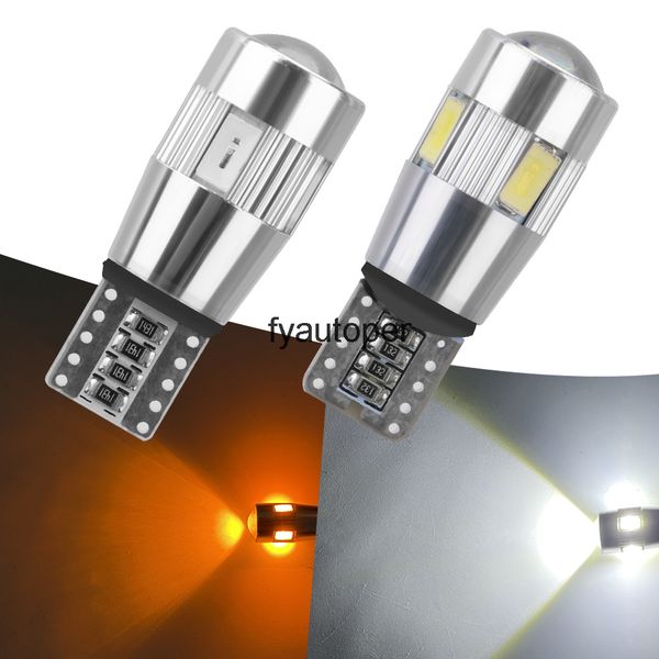 

t10 w5w led signal light auto claerance wedge side reverse lamps 5630 6smd 2pcs car 5w5 bulb canbus 12v 6000k
