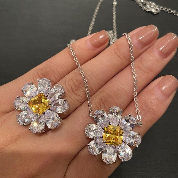 

chains alan fashion women girl handmade bohemia chrysanthemum clavicle necklace sun flower tropical ring jewelry, Silver