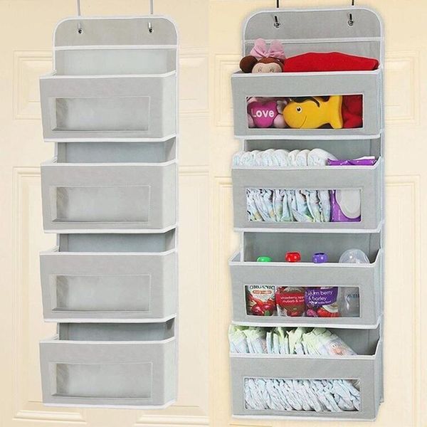 

storage bags wall hanging behind the door non-woven wardrobe finishing bag with 4 pockets dorm bath kitchen