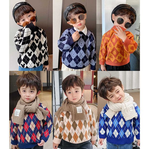 

autumn winter baby girls fashion knitting warm plaid sweater children fashion loose pullover kids clothing y1024, Blue