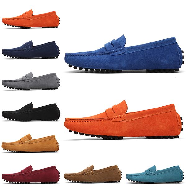 

dress quality non-brand good men suede shoes black dark blue wine red gray orange green brown mens slip on lazy leather shoe 36-45 s552 s