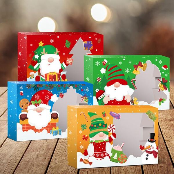 Scatole regalo di Natale Finestra trasparente Confezione di carta kraft Borsa Caramelle Scatola di biscotti Decorazioni creative per bomboniere Decorazioni CGY120