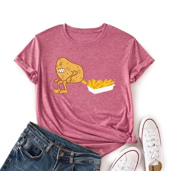 

women's t-shirt funny potato french fries food shirt women short sleeve colored summer graphic tee shirts female clothes, White