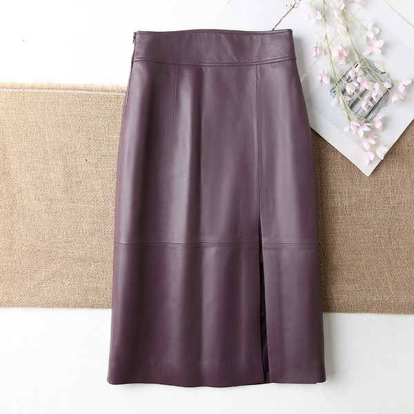 

skirts spring elegant ol leather of genuine high-rise pencil skirt c739, Black