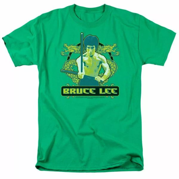 

bruce lee double dragons t shirt mens license movie martial arts tee kelly green, White;black