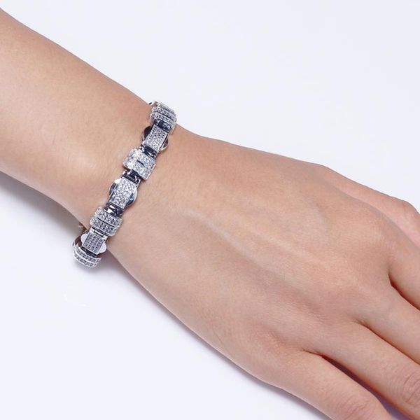 

charm bracelets 20.5cm long rectangle & bangles setting white tiny crystal large party bracelet for women, Golden;silver