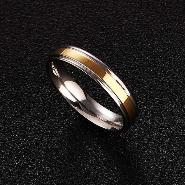 

wedding rings 4mm titanium punk gold ring vintage for men and women charms, Slivery;golden