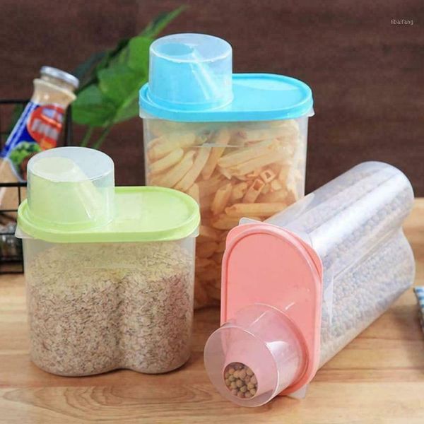 

storage bottles & jars 1.9/2.5l transparent box plastic food cases grain dispenser case sealing can seasoning container