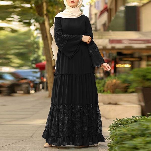 

ethnic clothing 5xl maxi long dress sarafans stylish spring lace robe vintage sleeve muslim dresses zanzea retro casual abaya hijab, Red