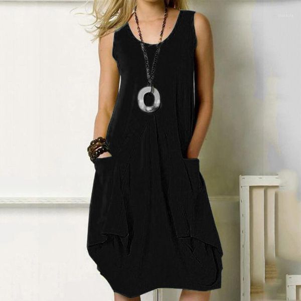 

dress women summer plus size print daily dresses for casual sleeveless vintage bohemian v neck maxi 2021, Black;gray