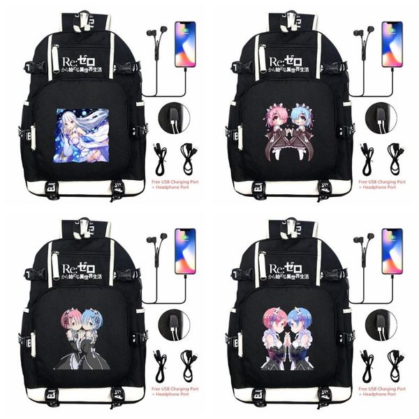 

backpack relife in a different world from zero rem ram shoulder travel bag rucksack bookbag knapsack for teens kids students