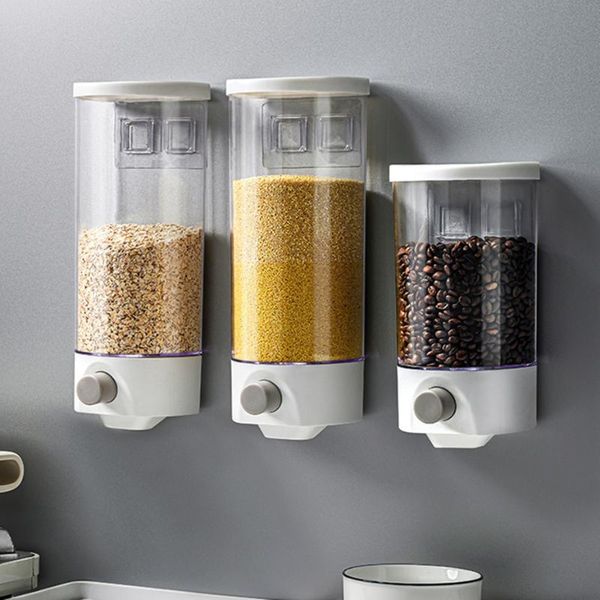 

storage bottles & jars transparent grains corns box wall-mouthed hanging container kitchen grain rice beans sealed jar dsipenser