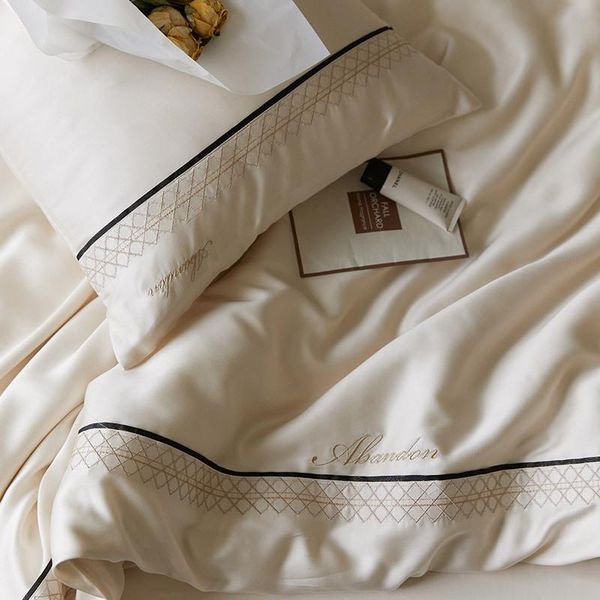 

bedding sets premium solid color white 100% lyocell tencel duvet cover set cooling silky soft smooth 1pc flat/fitted bed sheet 2 pillowcases