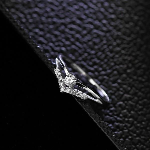 

wedding rings fashion female silver filled party ring cute small white round zircon love engagement promise for women, Slivery;golden
