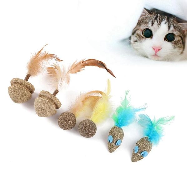 

cat toys non-toxic natural catnip with feather treatment ball favor home chasing toy safe healthy edible