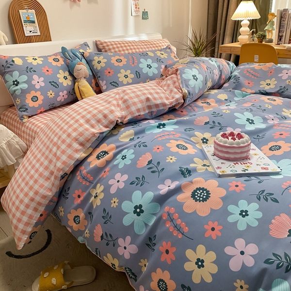 

100% four piece set simple household student dormitory cotton bedding sheet quilt cover