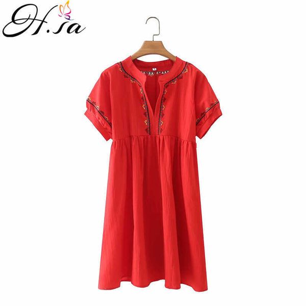 HSA Frauen Sommerkleid Kurzarm Retro Vintage Plissee Vestidos Hohe Taille Schwarz Weiß Rot Schlank Lose Stil Chic Strandkleid 210716