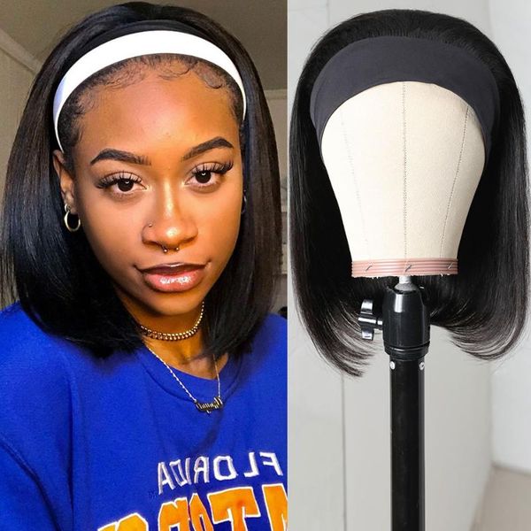

synthetic wigs short bob headband wig for women straight hair natural black heat resistant fiber daily use pixie cut