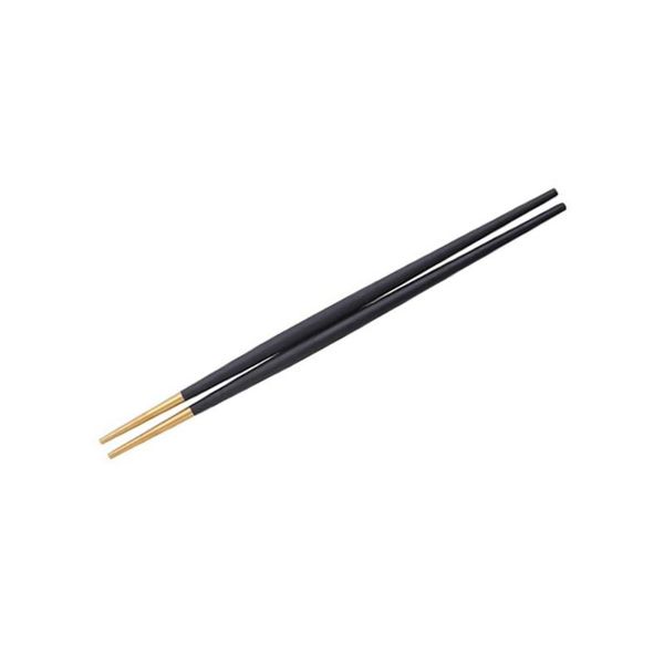 

chopsticks stainless steel pointed ends japanese style non-slip cuisine tableware for home restaurant (black and gold