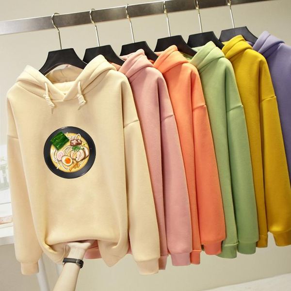

women's hoodies & sweatshirts noodles food graphics print winter kawaii sweatshirt streetwear oversized hoodie women harajuku hoody gir, Black