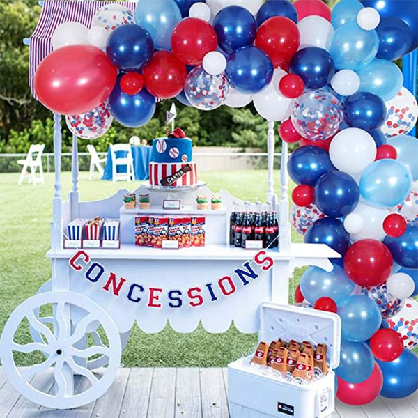 

navy white balloon garland arch boy blue birthday decorations baby shower baseball ocean shark theme party decorations globos