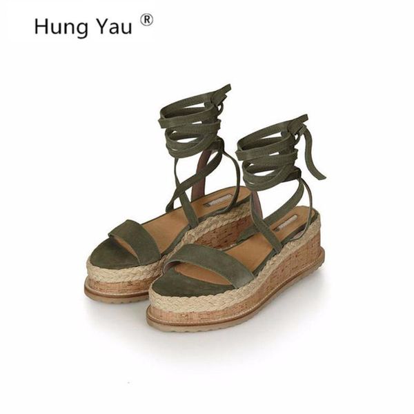 

gladiator sandals bohemia weaven wedges ankle cross straps cut outs high heels platform summer women plus size 35-43, Black