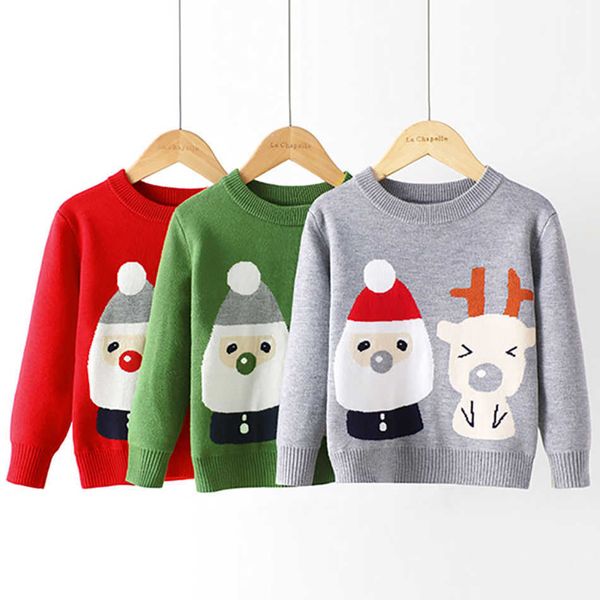 

kids christmas costume boy girl autumn winter knitted sweaters long sleeve cartoon snowman santa sweater baby warm clothing y1024, Blue