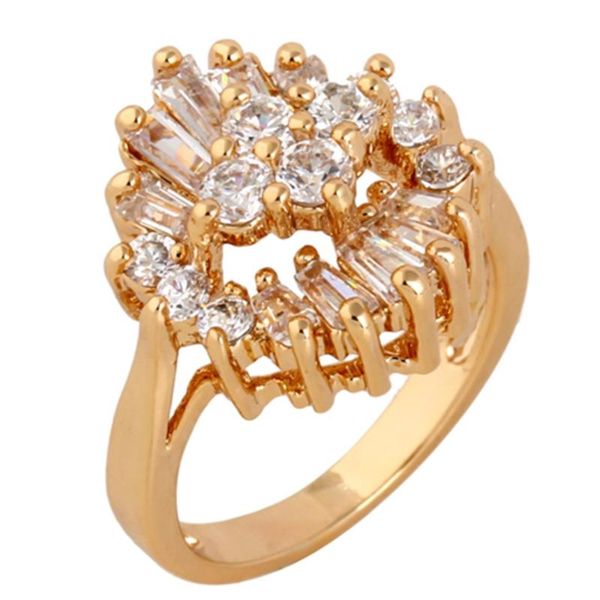 

wedding rings luxury cubic zirconia ring for woman girls engagement austrian crystals flower classical jewelry quality, Slivery;golden
