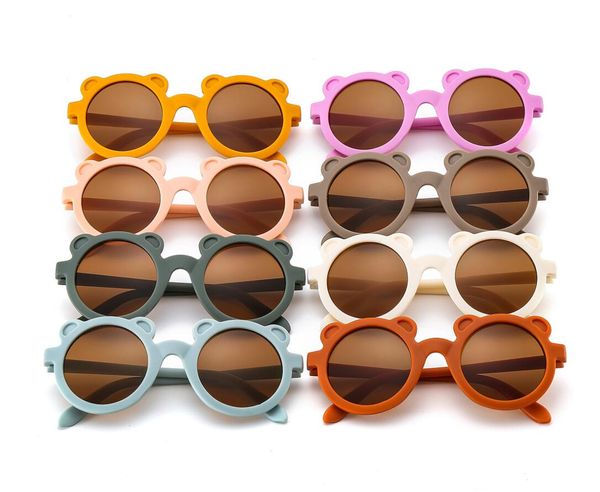 Летние детские солнцезащитные очки, матовые очки, детские модные очки Tide, круглая оправа, винтажные очки цвета мокко, UV400, детские очки