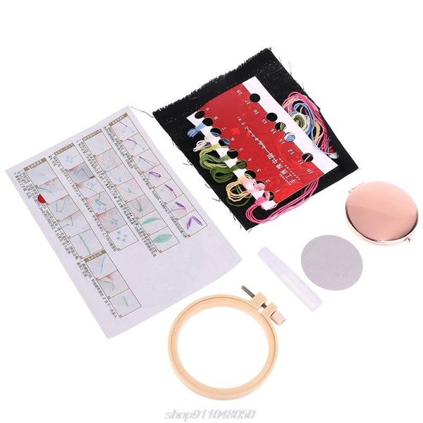 

mirrors diy embroidery kit compact pocket floral makeup mirror double-side folding vintage cosmetic handmade d23 20 dropship