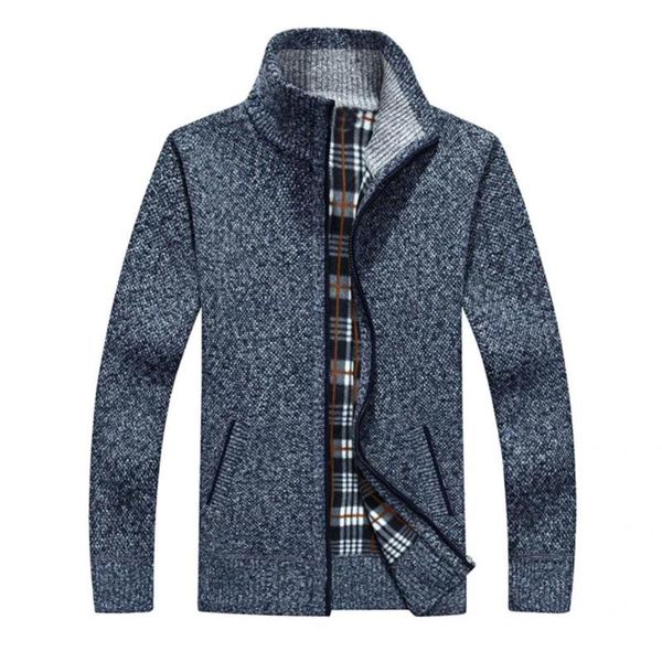 

men's jackets warm casual plush thicken knitted coat streetwear winter sweater stand collar for outdoor, Black;brown