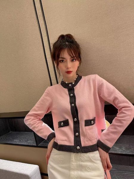 

women's knits & tees 85% cashmere soft thin knit cardigans women o-neck striped edging shinny singles breasted pocket casual sli, White