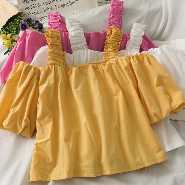 

women's blouses & shirts women fashion outdoor casual short sleeves blouse ladies ol sweet girls student elegant daily basic, White