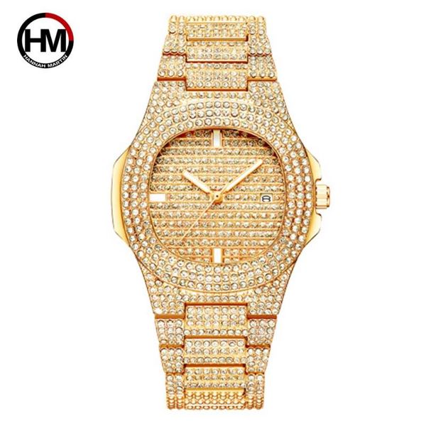 

wristwatches hm women watch quartz full of rhinestones stainless steel strap ladies golden fashion auto date waterproof hm18, Slivery;brown