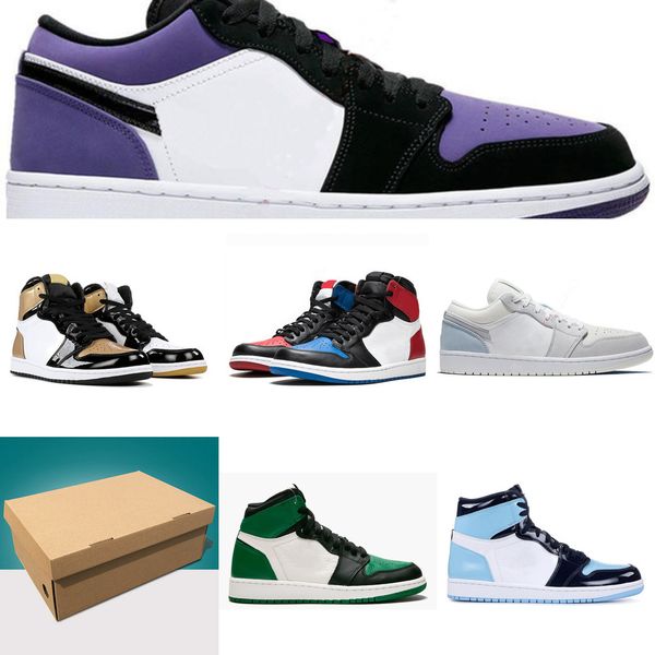 

2021 with box jumpman low og unc travis 1 1s mens basketball shoes designer obsidian paris chacigo trainers sports sneaker size 36-45utbt
