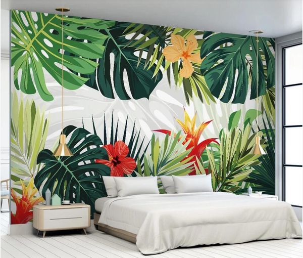 

wallpapers ainyoousem nordic tropical plant leaves tv background wall papier peint papel de parede wallpaper 3d stickers