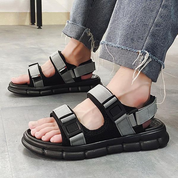 

sandals platform beach summer casual shoes for men sandal homme fashion comfortable non-slip flats mens open, Black