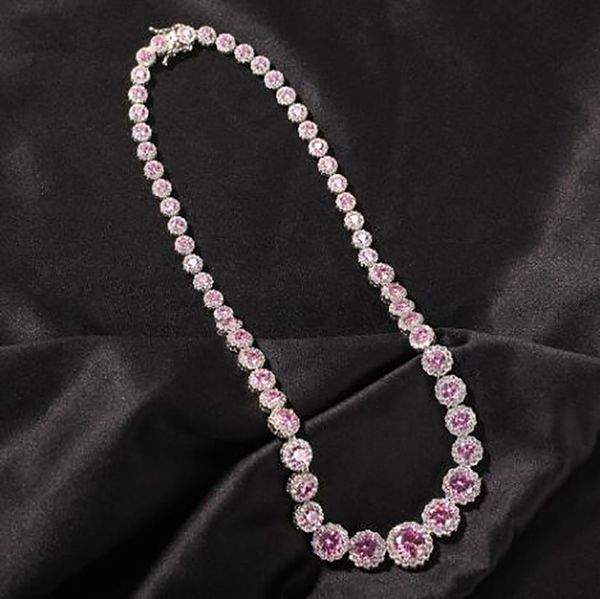 

women's gemstone round ruby tennis chain 14k gold plated jewelry micro pave cubic zirconia necklace valentine's day gift, Black