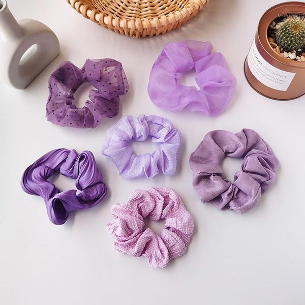 

korea style simple headwear purple ins girl mesh french retro large hair circle for women fashion accessories1