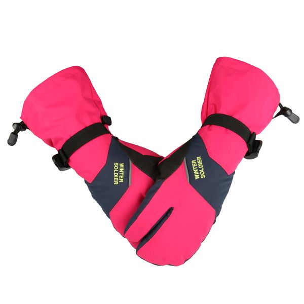 

new 3 fingers waterproof winter snow ski mittens men women black pink touchscreen hand protection warm skiing snowboard glovesg, Blue;gray