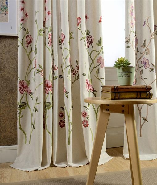 

curtain & drapes 2021 style linen fabric winth embroidered floral japanese window