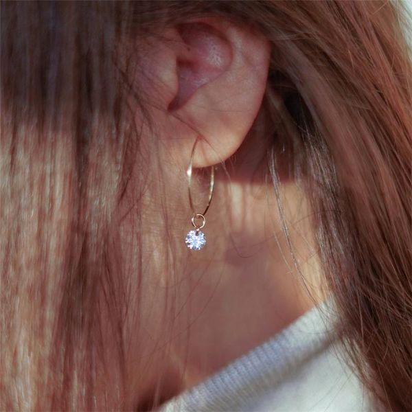 

hoop & huggie 14k gold filled earrings zircon fine jewelry 30mm brincos pendientes oorbellen boho, Golden;silver