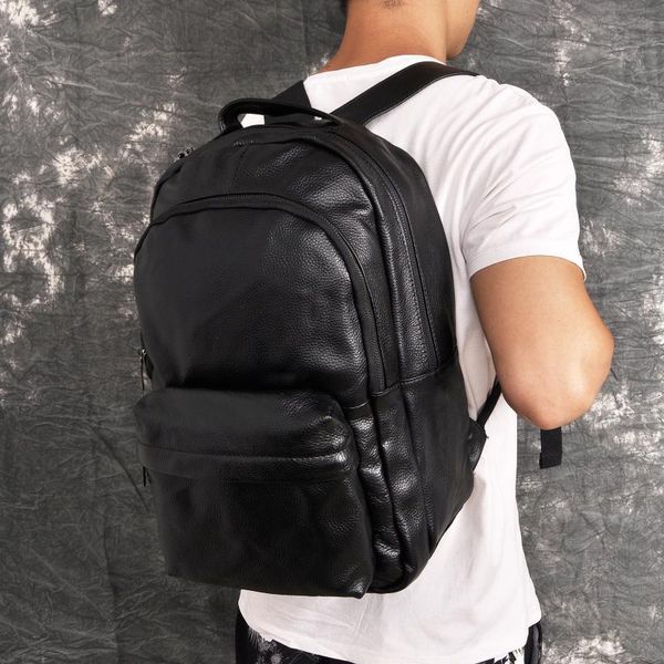 

backpack design male original leather casual fashion large capacity travel school college 17" lapstudent bag daypack bb335