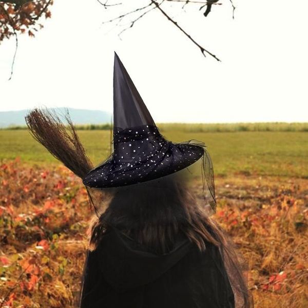 

wide brim hats halloween womens black witch hat for fancy dress party costume accessory fashion peaked cap, Blue;gray