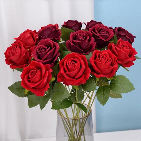 

decorative flowers & wreaths 11pcs/lot artificial rose wedding decoration diy white red fake flower party home valentine's day