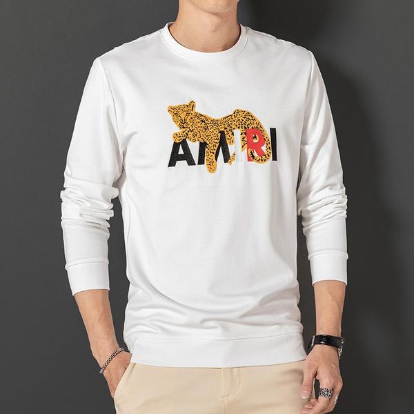 

men's hoodies & sweatshirts sweatshirt men long sleeve round neck original design casual loose pullover streetwear embroidery cotton ma, Black