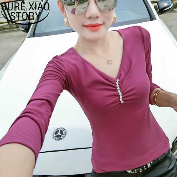 

long sleeve shirts white shirt plus size women korean clothes women's clothing v-neck solid 2683 50 210415