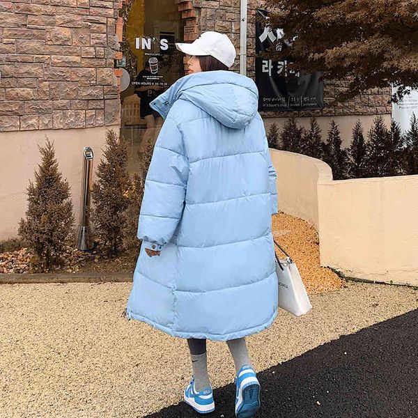 

autumn and winter 2021 korean style women's hoodie, long et, quilted coat, large pocket, Black