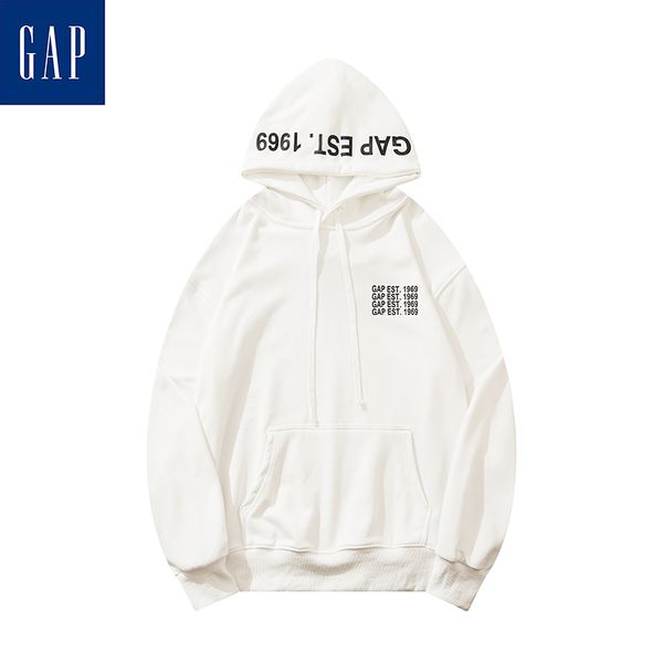

brand hoodie gap21ss new hat dress printing men women lovers same cotton loose autumn winter hooded sweater coat, Black